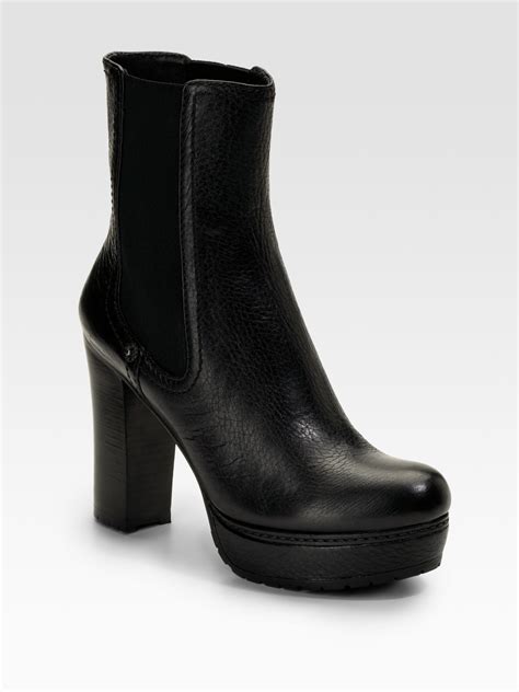 prada leather lug sole platform booties|Prada Platform Boots for Women .